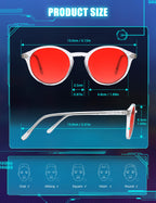 TIJN Red Lens Blue Light Blocking Glasses – Round Frame, Dual AR Coating, Computer & Gaming Eyewear for Screen Use, Clear