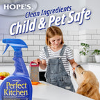 HOPE'S Perfect Kitchen Cleaner Spray - 32 Oz No-Residue All Purpose Cleaning Spray - Multisurface Degreaser for Counters, Stoves, Microwaves, and More - Pet and Home Safe - Pack of 12