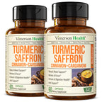 Saffron Supplements – 89mg Saffron Extract, 1000mg Turmeric Curcumin, Ceylon Cinnamon & Cardamom – Daily Mood, Joint & Metabolic Support – Joint Supplements for Women & Men – 60 Capsules, 2 Pack