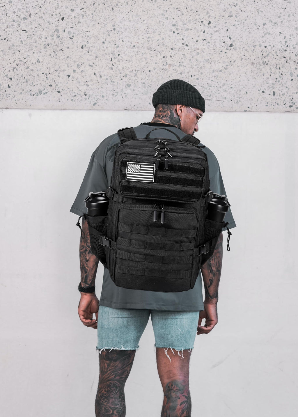 LHI Military Tactical Backpack for Men and Women 45L Army 3 Days Assault Pack Bag Large Rucksack with Molle System Black