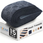 BAGAIL 15 Pack Non-Slip Stair Treads for Wooden Steps, 8"x30" Peel and Stick Carpet Stair Runners, Machine Washable Indoor Step Covers with No-Residue Adhesive for Dogs, Kids & Elderly - Bluish Grey