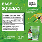 Wild & Organic Stinging Nettle Root Drops - Stinging Nettle Extract Tincture for Men & Women - Liquid Urtica Dioica Supplement - Vegan, Sugar & Alcohol-Free - 2 fl oz