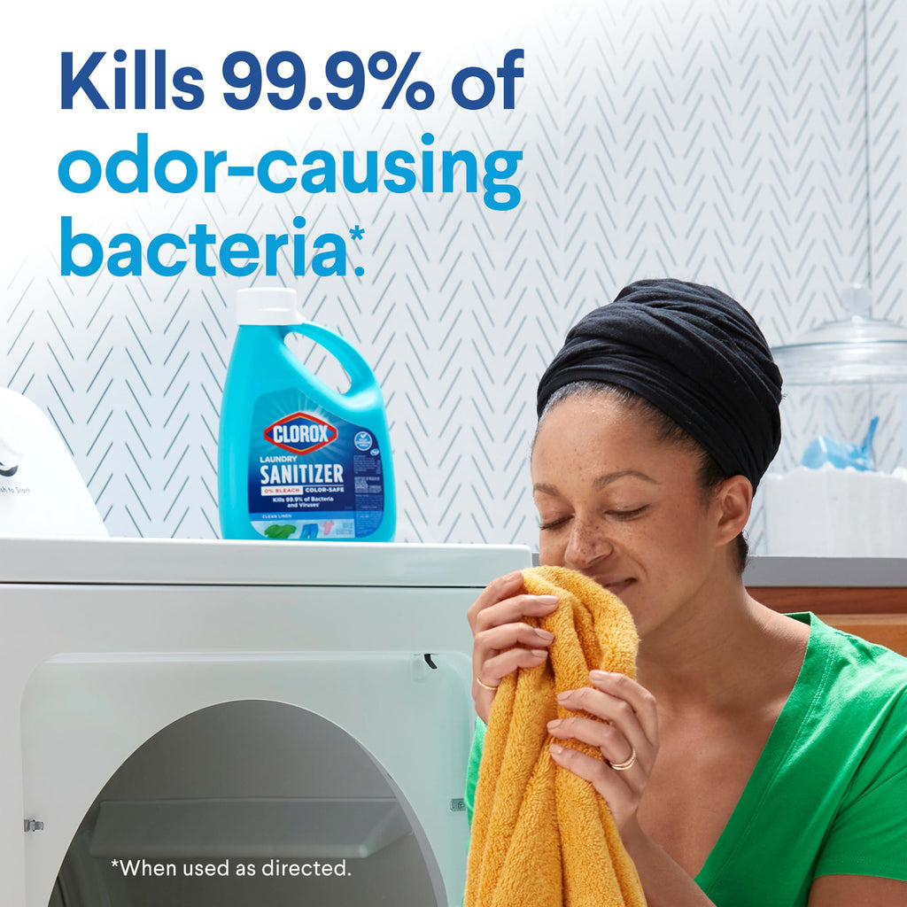 Clorox Laundry Sanitizer, 0% Bleach, Color Safe, Clean Linen, 80 Fl oz, Pack of 2 (Pack May Vary)