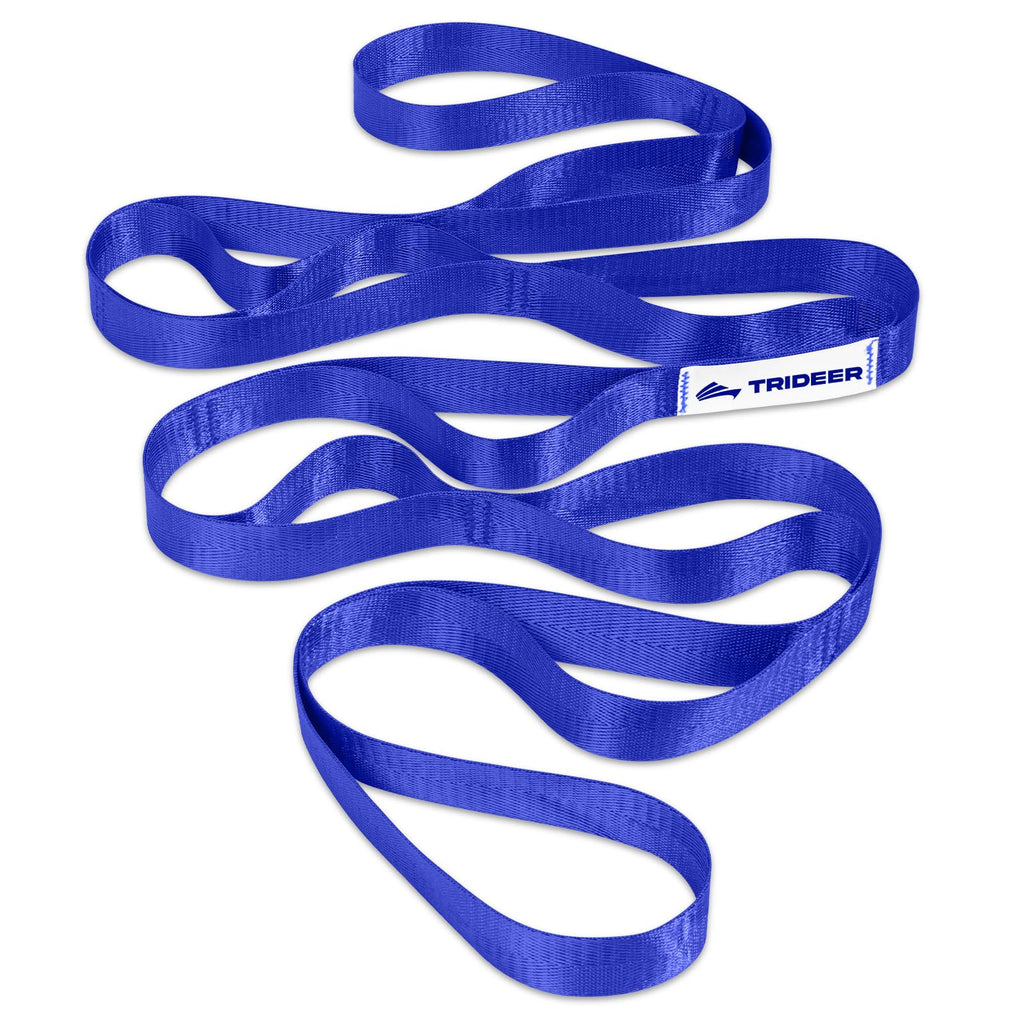 Trideer Stretching Strap Yoga Strap Physical Therapy for Home Workout, Exercise, Pilates and Gymnastics, 10 Loops Non-Elastic Stretch Bands with Aesthetic Packaging for Women & Men (Dark Blue)