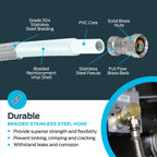 Eastman 4 Ft. Dishwasher Installation Kit, Braided Stainless Steel Supply Line with 3/8 Inch Compression Ends, 41037
