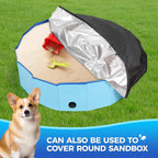 Tufmunb 71-72 inch Dog Pool Cover, Portable Round Collapsible Bathing Tub Kiddie Pool Cover with Oxford Cloth Material and Drawstring Design, Waterproof and Dustproof (Black) - Only Cover