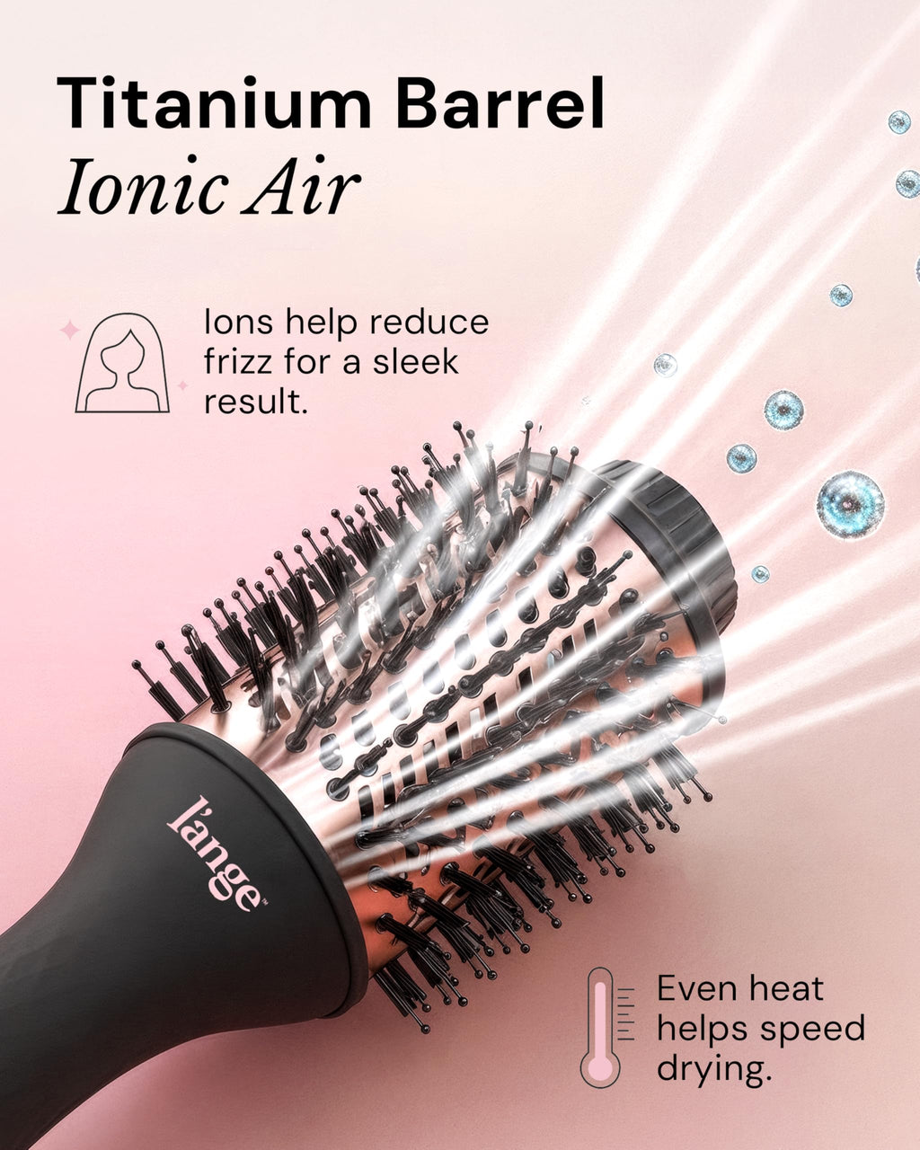 L'ANGE HAIR Le Volume 2-in-1 Titanium Blow Dryer Brush | Frizz Control Blowout Hair Dryer Brush for Drying and Styling | Volumizing Hot Air Styler for All Hairstyles | Oval Barrel | Black - 60mm
