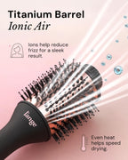 L'ANGE HAIR Le Volume 2-in-1 Titanium Blow Dryer Brush | Frizz Control Blowout Hair Dryer Brush for Drying and Styling | Volumizing Hot Air Styler for All Hairstyles | Oval Barrel | Black - 60mm