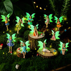 Suzile 11 Pcs Mini Fairies Figurines Miniature Fairy Resin Figurines with Luminous Wings Garden Accessories for Outdoor Yard Pot Plants and Mini Garden Lawn Decorations