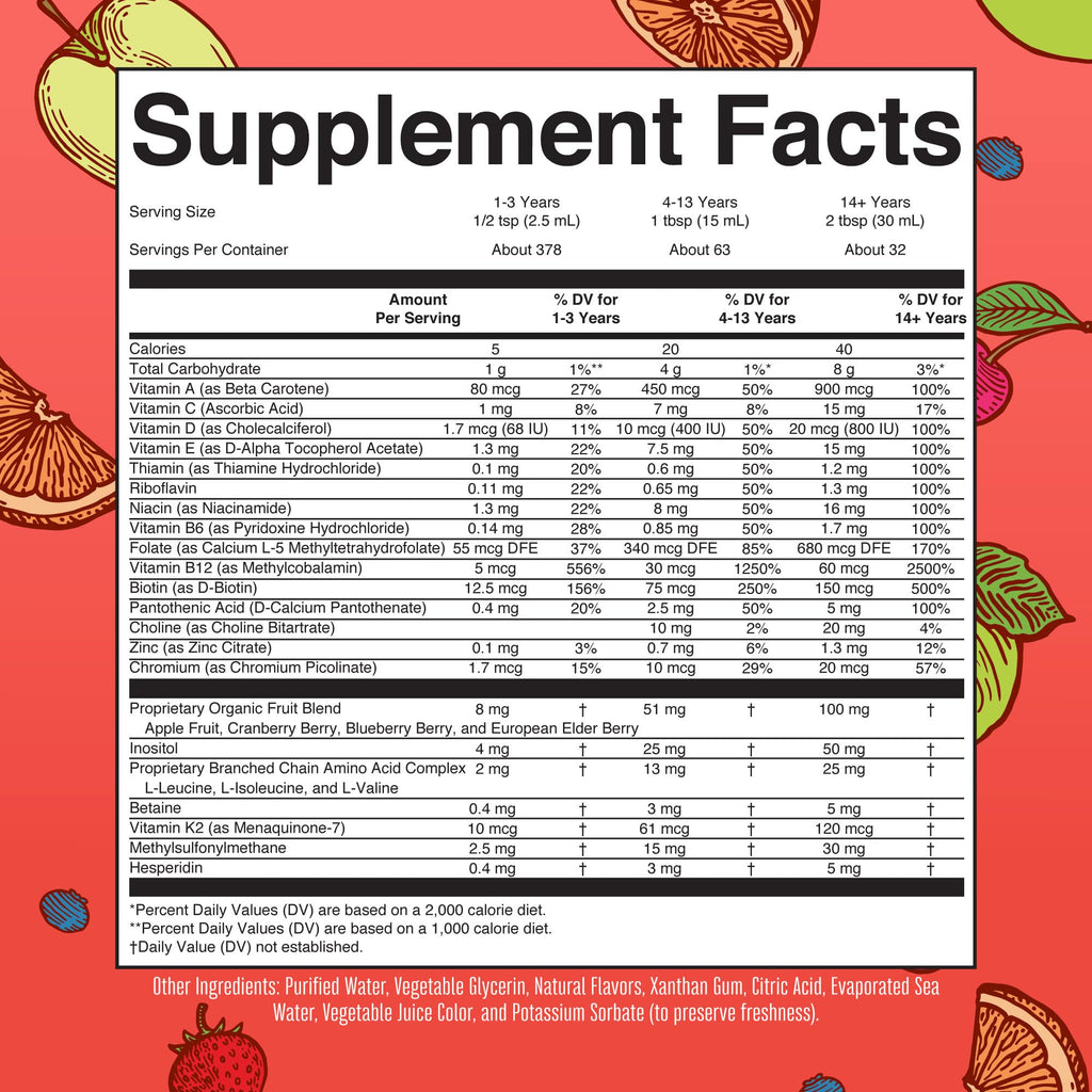 MaryRuth Organics Liquid Morning Multivitamin Essentials+ | Vitamin A C D E B6 B12 Biotin Zinc, Mens Womens Multivitamin, Immune Support, Beauty | Sugar Free | Vitamins for Ages 1+ | Vegan | 32 Fl Oz