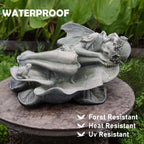hvfun Garden Fairy Statue,Garden Sleeping Angel on Lotus Leaf with Bird Feeder Feature Outdoor Decor Sculptures Figurine Gardening Lawn