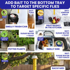 Fly Stick Sticky Fly Traps for Indoors Outdoor 4pk with 12 Ribbons. Non-Toxic Super Sticky Hanging Flies Catcher Paper Tape Strips for Home