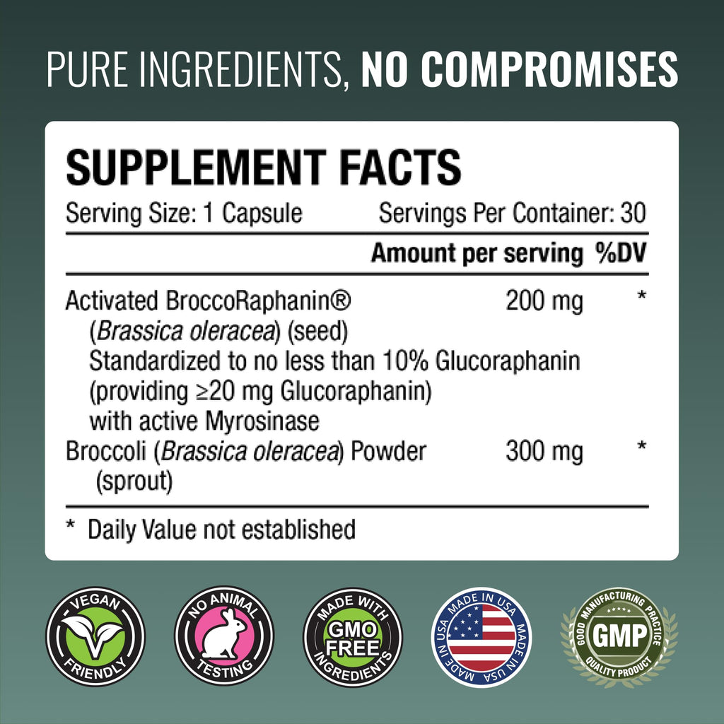 Approved Science Sulforaphane Delayed Release Capsules - 200mg Broccoli Seed Extract (BroccoRaphanin), 300mg Broccoli Powder - Vegan Sulforaphane Supplement - Pack of 5