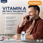 Freeda Vitamin A 15,000 IU – Retinyl Palmitate – Vegan, Kosher, No Fish – Eye, Vision, Immune & Skin Support – Tiny Easy-to-Swallow Tablets – VIT A Vitamina A Supplement – 250 Tablets