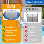 Adnee 60 x 30 x 24 Inches Pop-Up Pool Float Storage Bag,Hanging Mesh Pool Organizer for Fence Pool Side,Foldable Pool Toy Storage Mesh Basket for Floats,Balls,Inflatable Toys and Pool Accessories
