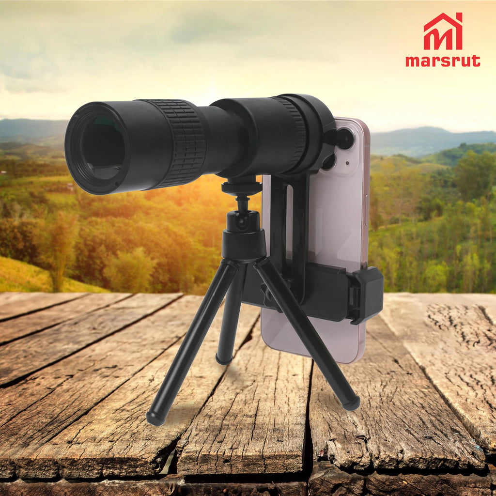 Zoom Lens for iPhone Android, 4K 10-300x40mm Compact Monocular Telescope Mini for Stargazing Space Lover Night Vision Bird Watching Hunting, Super Zoom Monoscope (Smartphone Holder&Tripod Included)