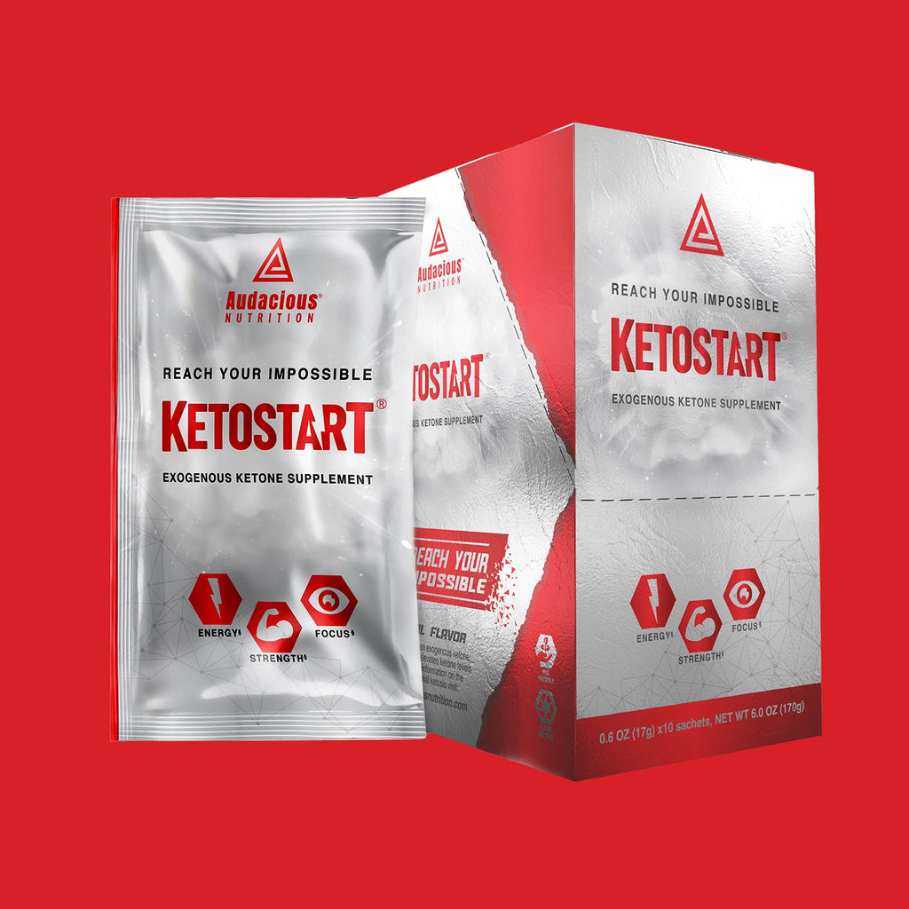 Audacious Nutrition KetoStart | Exogenous Ketones Powder with Electrolytes | Caffeine Free | Tropical Flavor Electrolyte Powder for Energy, Strength & Focus (10x Ketones Drink Mix Packets)