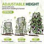 Heavy Duty 2 Pack 50"x17" Adjustable A-Frame Trellis for Climbing Plants Outdoor, Metal Rust-Proof Garden Trellis, Dense Grid Climbing Frame Trellis for Raised Beds, Cucumber, Tomatoes Outdoor