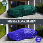 Kesfitt 16 Mil Heavy Duty Waterproof Tarp with Metal Grommets, Dark Green & Blue Reversible Poly Tarp, 10x10 ft, for Outdoor Protection, Yard, Garden, Farm, Camping & Equipment Coverage