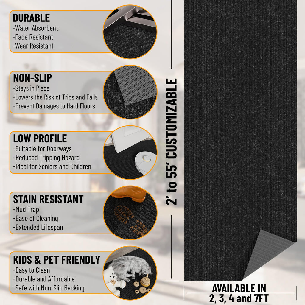 Ottomanson Waterproof Runner Rug 2’x6, Non Slip Indoor Outdoor Door Mat