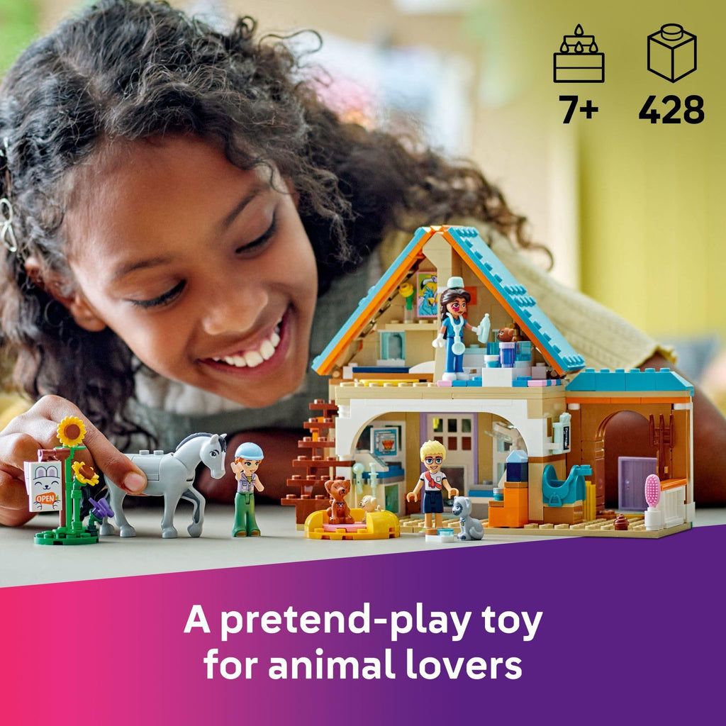 LEGO Friends Horse and Pet Vet Clinic -Veterinarian Playset for Kids, Girls and Boys, Ages 7+ - Toy Building Set for Pretend Play with 3 Minidolls, Horse Toy, Dog, and Cat - Gift Idea - 42651