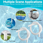 1.25" x 3ft Pool Hose for Above Ground Pools, 1-1/4" Flexible Pool Skimmer Hose Replacement Compatible with Intex, Coleman, Summer Waves, XtremepowerUS, Bestway, Sand Filter Pumps (White, 2 Pack)