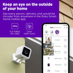 Roku Outdoor Camera for Home Security - IP65 Weather Resistant Wired Security Camera with 1080p HD Night Vision, Works with Alexa & Google, Motion & Sound Detection - 90-Day Subscription Included