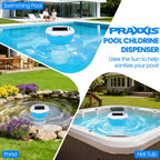 PRAXXIS Chlorine Floater with Solar-Powered Pump, Solar Chlorine Floater with Uniform Distribution, Rotating & Moving Floating Chlorine Dispenser for Pool, Adjustable Flow Pool Chlorine Floater(Blue)