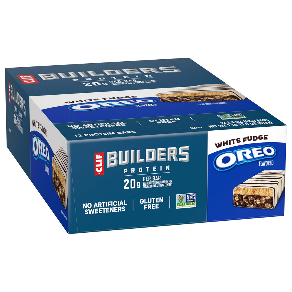 CLIF BUILDERS Protein Bars - White Fudge OREO-Flavored - 20g Plant Based Protein - Gluten Free - Non-GMO - Low Glycemic - No Artificial Sweeteners - 2.4 oz. (12 Pack)