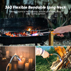 YZLighter Butane Lighter Torch Long Lighter Refillable Lighter Windproof with Visual Fuel Window Flexible Extra Long Torch Lighter for Fireplace Candles (No Butane Included) (Orange, 1 Pack)