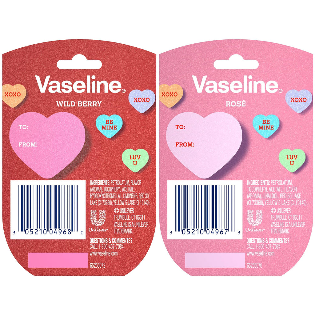 Vaseline Lip Therapy Valentine’s Day Gifts, Limited Edition Lip Balm Variety 6-Pack, Rosé + Wild Berry, 0.25 Oz Ea