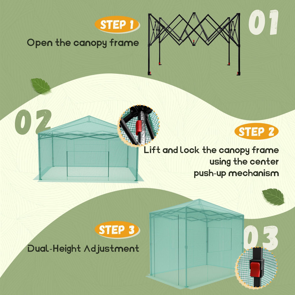 Devoko Walk-in Greenhouse Instant Pop Up Green House Portable 8x6 FT Green