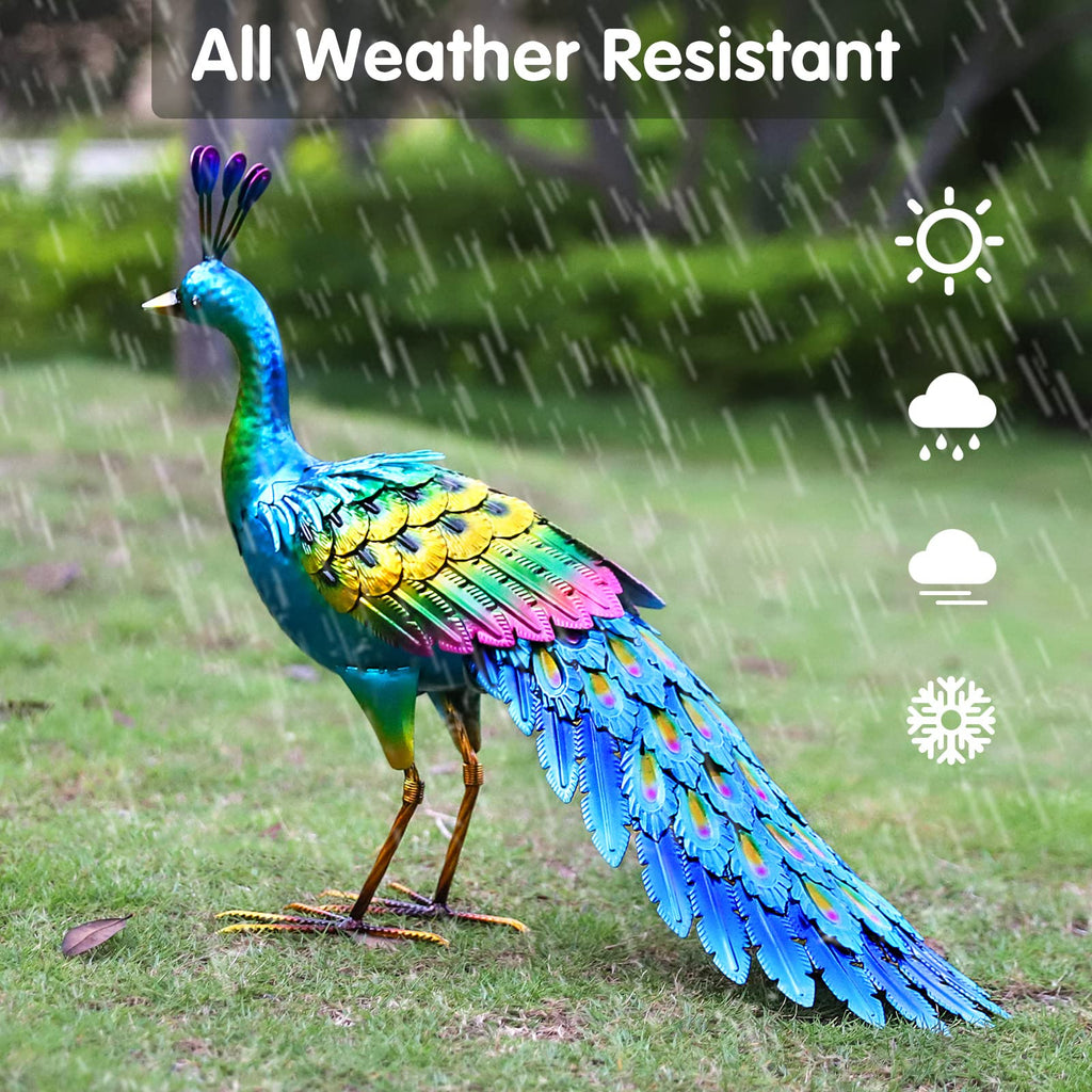 chisheen Metal Peacock Statue Garden Decor Yard Art Outdoor Gift for Women