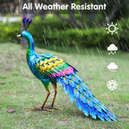 chisheen Metal Peacock Statue Garden Decor Yard Art Outdoor Gift for Women