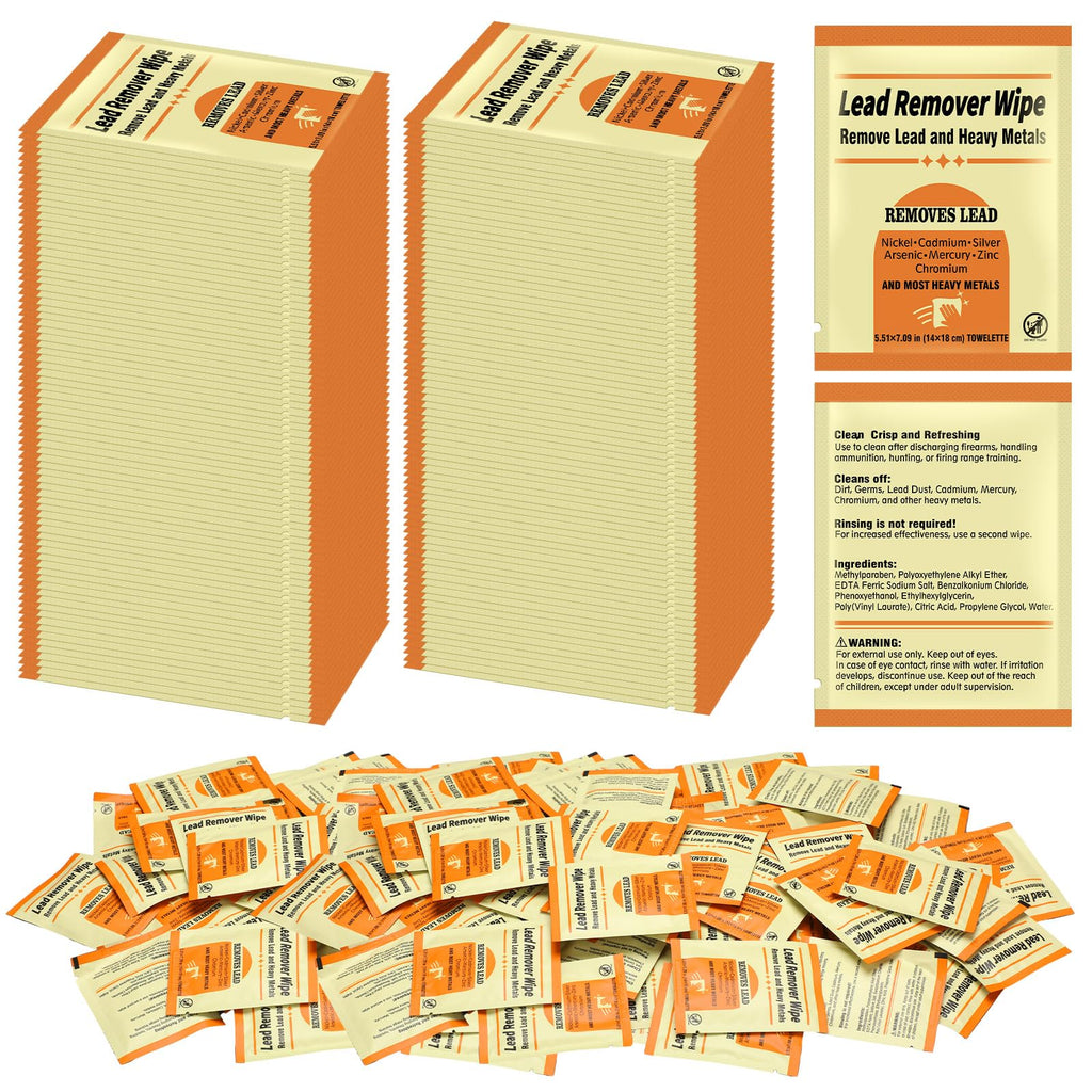 Heigble 200 Pack Lead Remover Wipes for Shooting Hand&Surface Cleaning Wipes Effectively Removes Lead, Dust, Oil&Grime Individually Wrapped Wipe for Shooting Ranges, Hunting, Industrial Use (Orange)