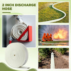Pushglossy 2 Inch x 196 ft Pool Backwash Hose Heavy Duty Reinforced PVC Lay Flat Fire Discharge Hose for Swimming Pools Outdoor Lawn, Garden Irrigation