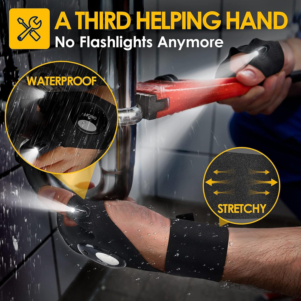 PARIGO Flashlight Gloves Christmas Stocking Stuffers for Men, Gifts for Men