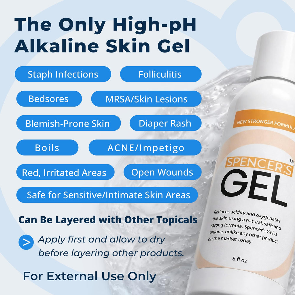 Spencer's Gel Alkaline Formula (8oz) Since 2004 The Only High-pH Solution for Stubborn Skin Issues (Boils, Furuncles, Ulcerations, Pressure Wounds, etc.) Non-Stinging, Fast-Acting