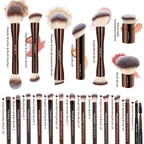 MAANGE 20 Pcs Makeup Brushes with Gift Box, Double-End Multi-functional Makeup Brushes for Blending Liquid Powder Concealer Cream Blush Buffe,CoffeeBrown
