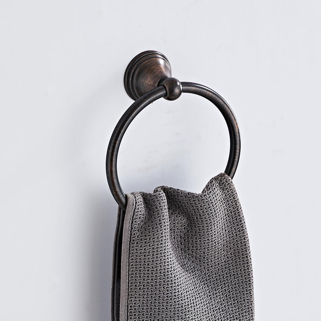 Towel Ring for Bathroom, Oil Rubbed Bronze Hand Towel Holder 2 Pack, Bathroom Accessories and Towel Racks for Bathroom Wall