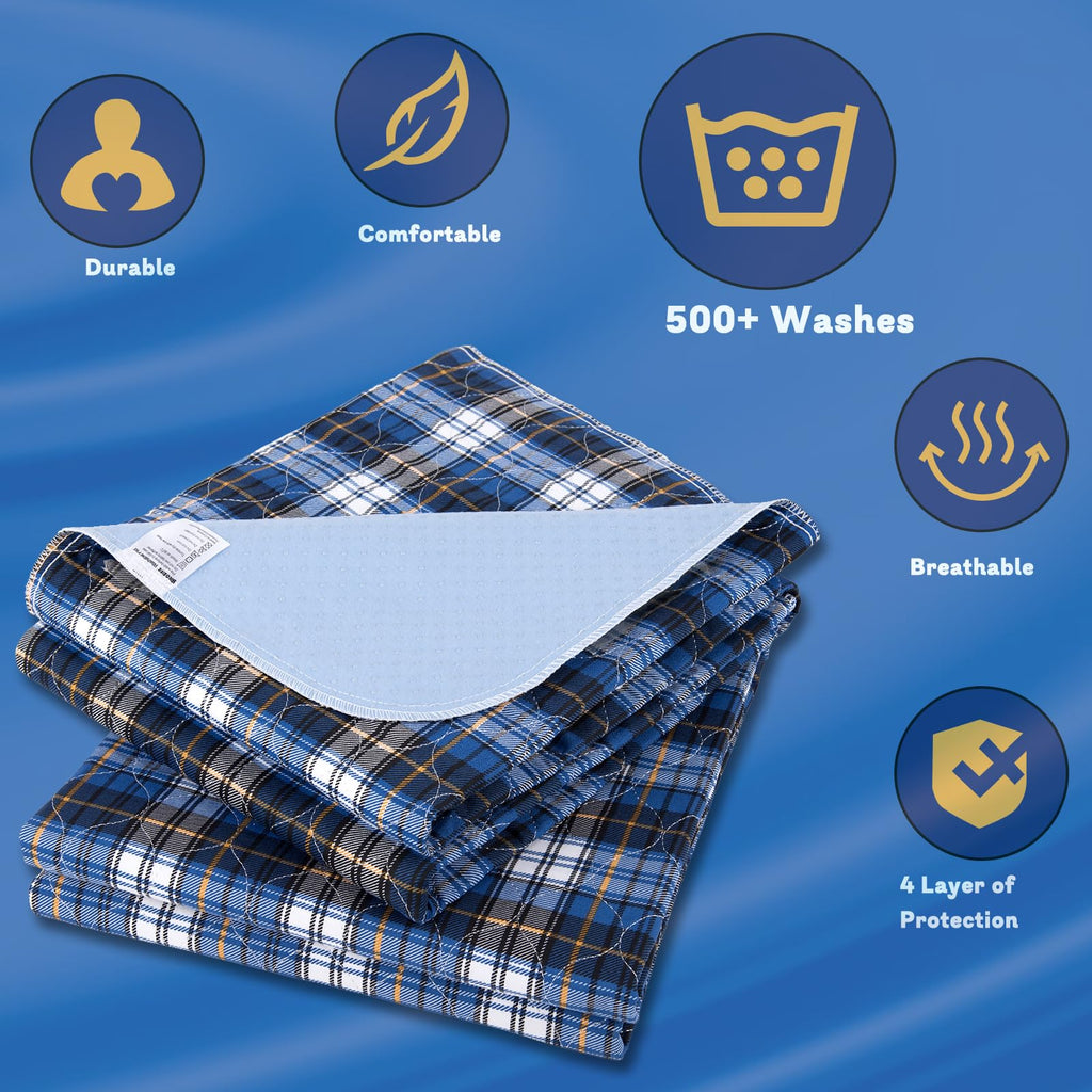 Non-Slip Bed Pads for Incontinence Washable (36" x 52"|2 Pack),Waterproof Bed Pads,Adult Washable Incontinence Bed Pads for Adults,Dog,Kids
