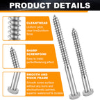Xpokcai 15 Pcs 5/16" x 4" Hex Head Lag Screws for Wood, Hex Head Lag Bolts,304 Stainless Steel 18-8 Heavy Duty Wood Screw with Flat Washers (15, 5/16" x 4")