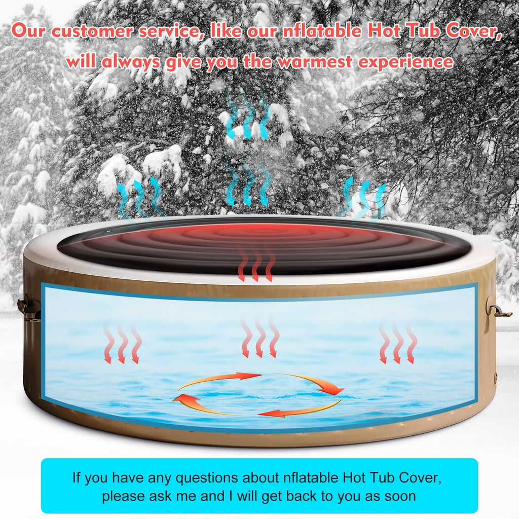 Inflatable Hot Tub Cover Round Replacement All Saluspa Intex Spa Covers Insert One Size Fits All Insulated Thermal Energy Saving Hot Tub Lid Replacement Used for Rain-Proof Snow-Proof （with Handle）