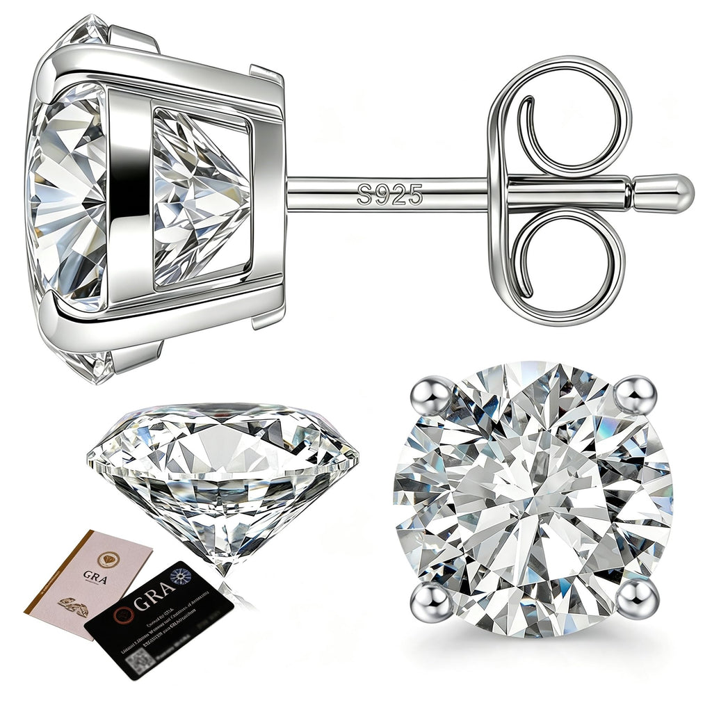 Moissanite Earrings Studs for Women and Men, 925 Sterling Silver