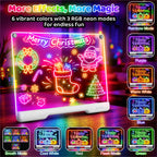 LED Drawing Board with 9 Light Effects, Rechargeable 16" Glow Doodle Note Message Board with Colors, Neon Light Up Drawing Pad Gift Ideas for Kids, Birthday, Christmas with Markers & Tracing Book