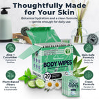 Travel Body Wipes for Women - 20 XL Shower Wipes for Adults Bathing No Rinse - Individually Wrapped 10”x10” Disposable Washcloths - Feminine Hygiene Essentials, Gym, Backpacking, Camping Must Haves