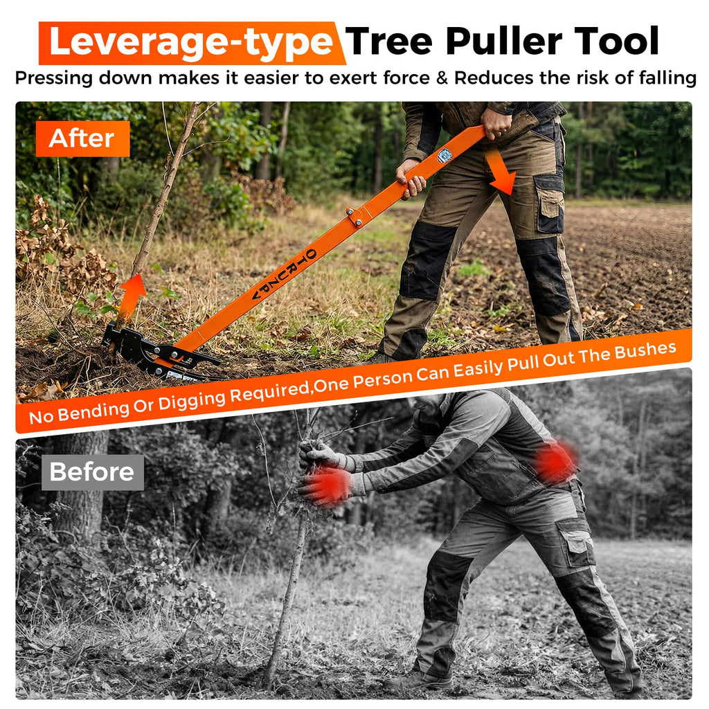 OTRUZPV Heavy-Duty Sapling Puller Tool, High-Leverage Tree Puller for 1/4" to 2" Roots, Manual Root Remover for Shrubs, Vines and Thorns, Effort-Saving Weed Puller for Garden, Farm and Landscaping