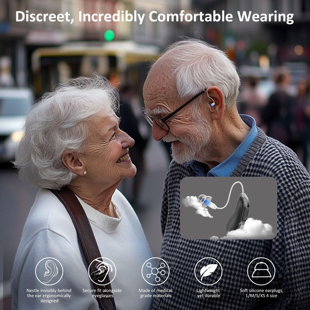 Hearing Aids Rechargeable Hearing Aids for Seniors with Moderate Hearing Loss, Hearing Amplifiers for Seniors with Noise Cancellation and Volume Control, Clear Sound Hearing Amplifiers, Black