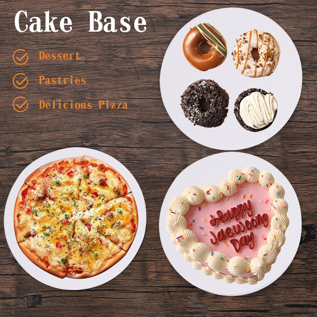 PFAMKEER 8Pcs Cake Boards 14 Inch Round,White Sturdy 1/2 Inch Cake Drum,14 Inch Cake Boards,Disposable Cake Plates,Corrugated Cake Base Cake Drums for Father's Day