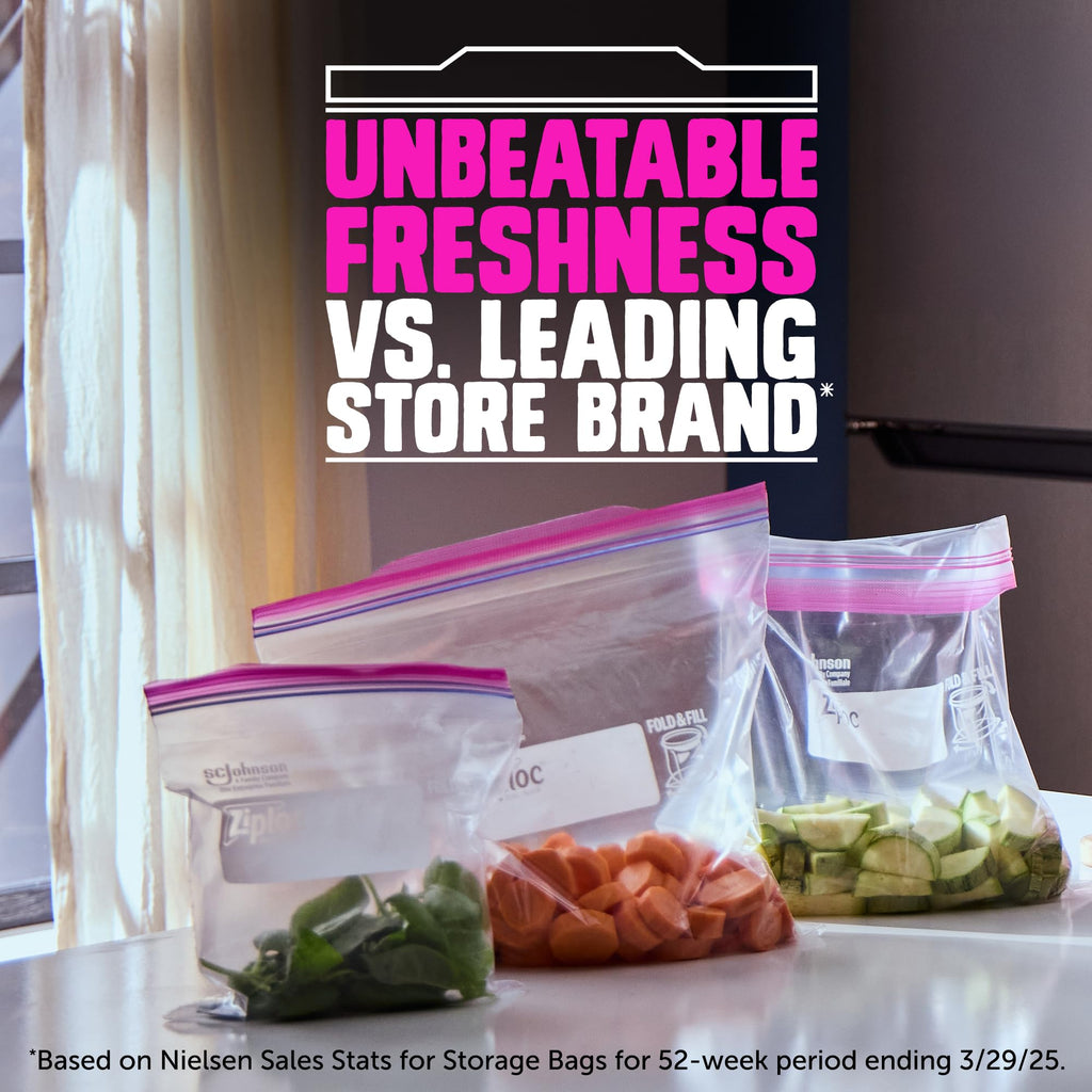 Ziploc Gallon Food Storage Bags, 120ct Total, Stand-Up Bottom, Easy to Fill (Pack of 2)
